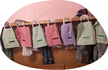 Gardrobe Garderobe des Kindergartens.