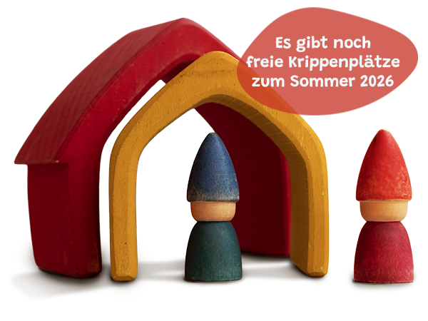 Holzhäuschen ein rotes, ein gelbes + zwei Holzmännchen